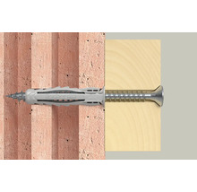 Fischer Dübel mit Schraube in Stein und Holz