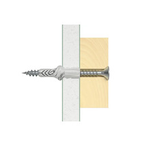 Universaldübel mit Schraube in Wand und Holz
