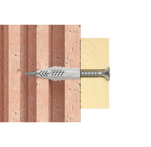 Universaldübel mit Schraube in Ziegel und Holz