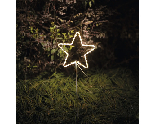 Dekorative Gartenleuchte in Sternform mit Erdspieß zur Weihnachtszeit