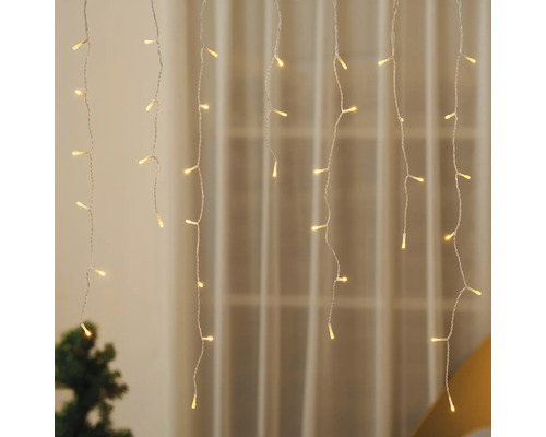 Lichtervorhang mit warmweißen LED-Leuchten zur Dekoration