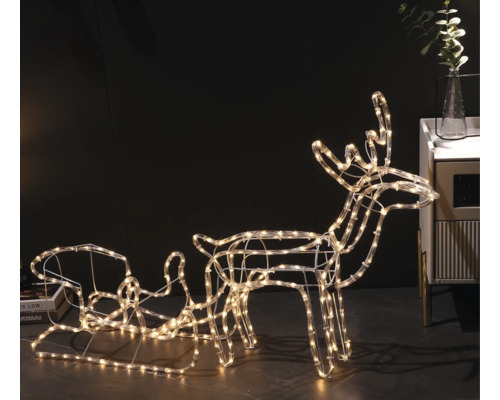 Dekorativer beleuchteter Rentierschlitten für die Weihnachtszeit