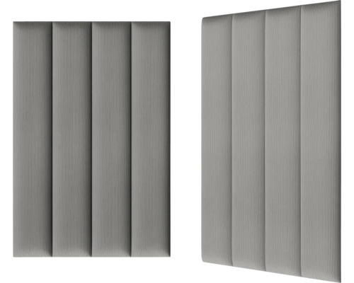 Zwei Akustikpaneele mit vertikalen Linien zur Schallabsorption