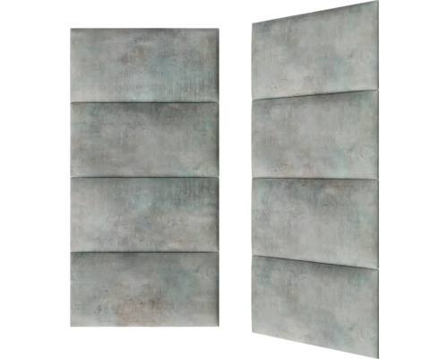 Zwei Wandpaneele mit je vier rechteckigen, gepolsterten Elementen