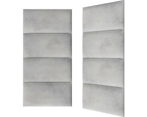 Zwei Akustik Wandpaneele mit rechteckiger Form und gepolsterter Oberfläche.