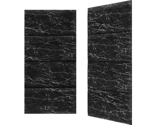 Zwei schwarze Akustikpaneele mit Marmormuster