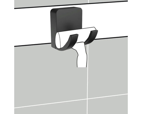 Schwarzer Duschabzieher Halter zur Wandmontage