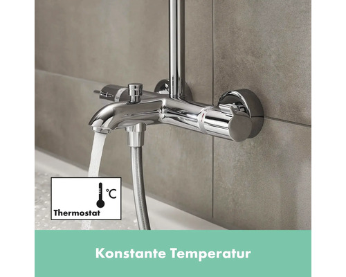 Aufputz-Wannenarmatur mit Thermostat für eine konstante Wassertemperatur