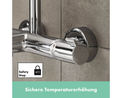 Duscharmatur mit Sicherheitssperre bei 40 Grad