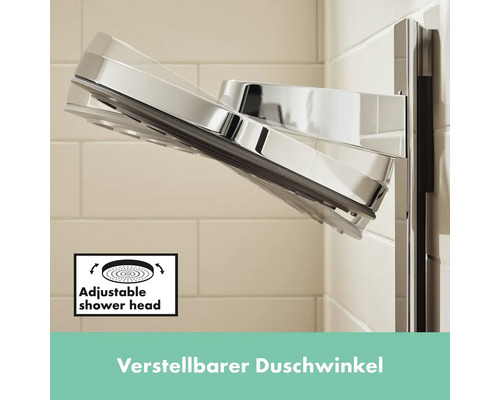 Verstellbarer Duschkopf zur individuellen Anpassung des Duschwinkels.