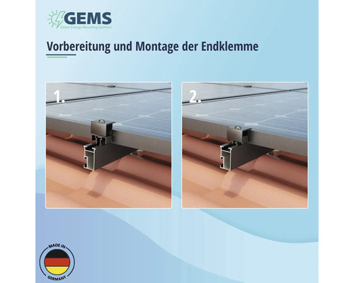 Vorbereitung und Montage der Endklemme für Solarmodule