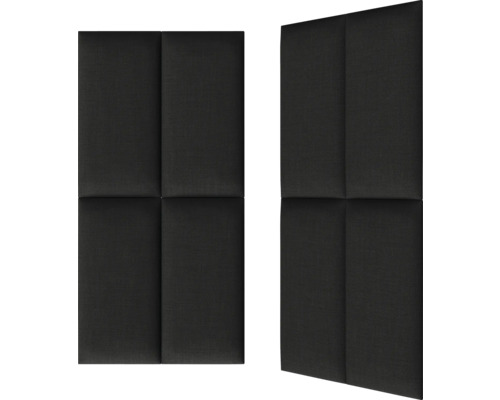Zwei schwarze, rechteckige Akustikpaneele für die Wandmontage