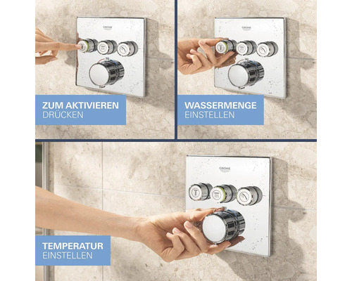 Badezimmerarmatur zur Einstellung von Temperatur und Wassermenge