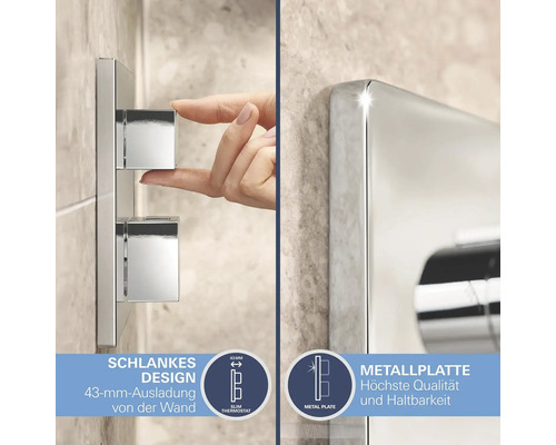 Detailaufnahme eines Thermostats mit schlankem Design und einer Metallplatte für hohe Qualität und Haltbarkeit.