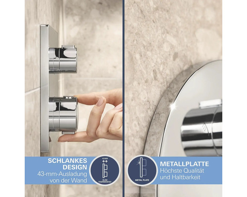 Aufputz Duscharmatur mit Thermostat und Metallplatte