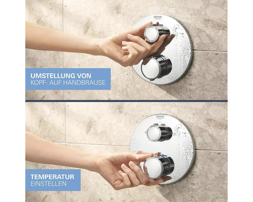 Bedienung eines Grohe Duschthermostats für Kopf- und Handbrause