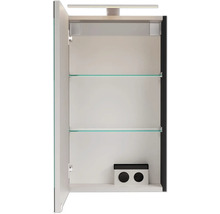 Offener Spiegelschrank mit Glasablagen