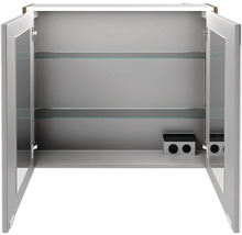 Offener Spiegelschrank mit Glasböden