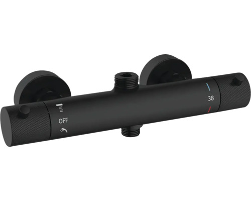 Schwarze Thermostat-Brausebatterie zur Wandmontage