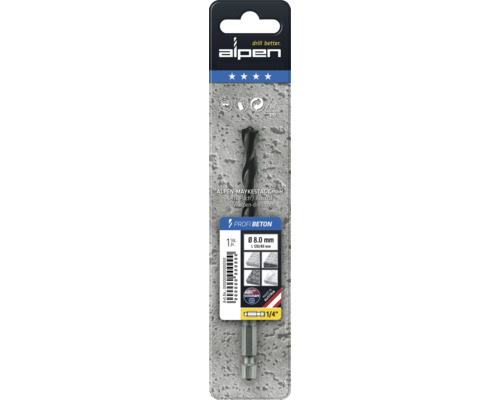 Alpen Profi Beton Bohrer, 8 Millimeter Durchmesser