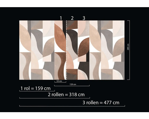 Tapete mit abstraktem Muster und Größenangaben