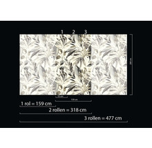 Illustration der Tapetenbreiten mit Blätterdekor