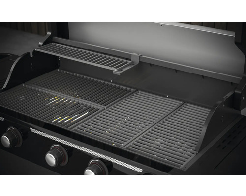 Offener Grill mit Grillrost und Warmhalterost
