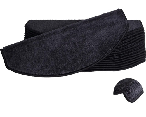 Stufenmatte-Set Sweet halbrund schwarz 23,5x65x4,5 cm 15-teilig Stufenmatten Set