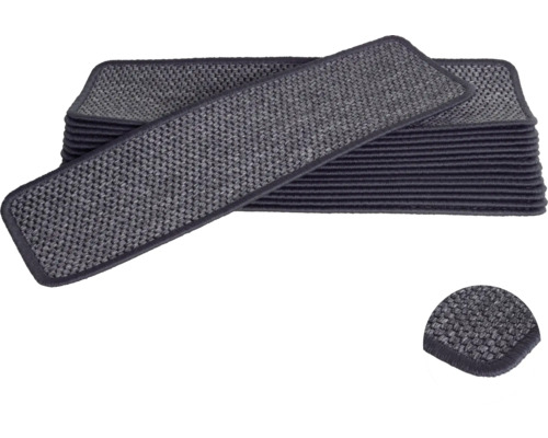Stufenmatte-Set Natura rechteckig anthrazit 20x65 cm 15-teilig Stufenmatten aus Stoff, Treppenzubehör