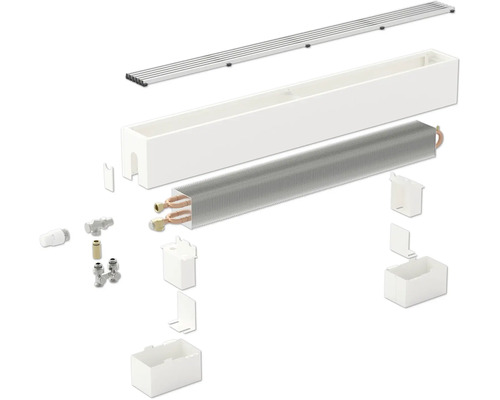 Explosionszeichnung eines Heizkörpers mit Zubehörteilen