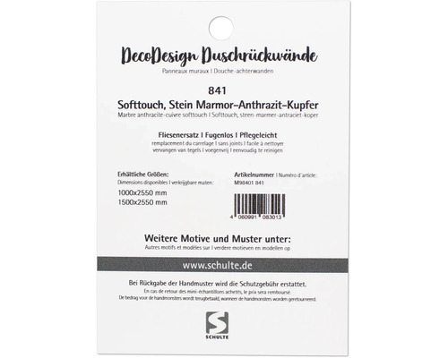 DecoDesign Duschpaneele Stein Marmor Anthrazit Kupfer Informationen