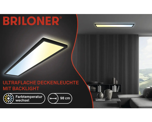 Briloner Deckenleuchte mit Farbwechsel und einer Länge von 98 Zentimetern in einem Wohnraum