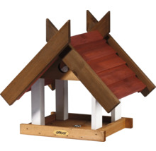 Vogelhaus aus Holz mit Futterstelle
