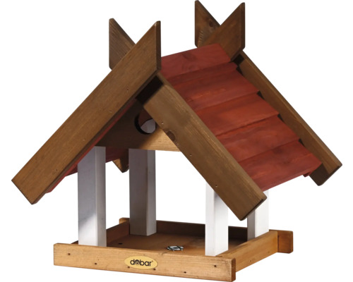 Vogelhaus aus Holz mit Futterstelle