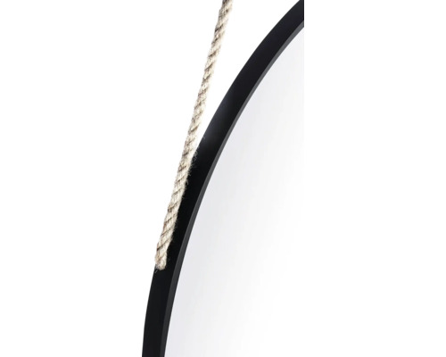 Runder Spiegel mit Rahmen und Aufhängeseil