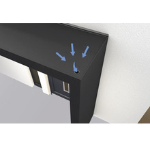 Gutta Vordach BS Plus 160 RAL 7016 anthrazit 160x90 cm Seitenteil links inkl. Briefkasten, integrierter Kamera und Sprechanlage Edelstahl Wasserablauf im Seitenteil