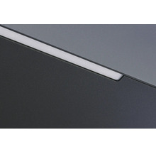 Detailaufnahme einer grauen LED-Wandleuchte