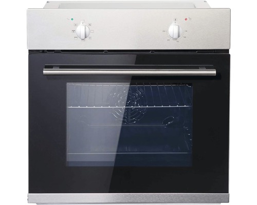 Einbauherd mit Glastür und Bedienknöpfen.