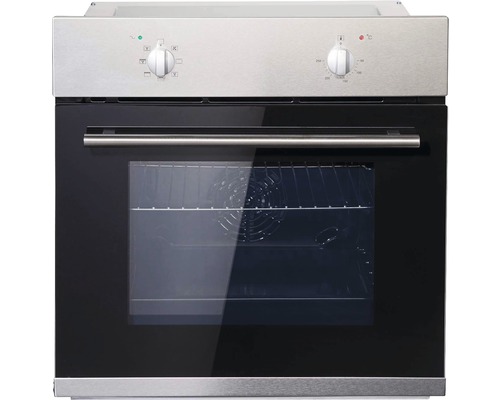 Einbaubackofen mit Sichtfenster und Drehknöpfen zur Temperatur- und Funktionswahl