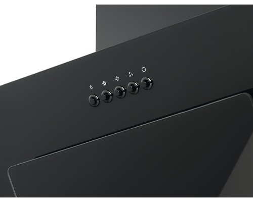 Nahaufnahme einer Dunstabzugshaube mit Bedienelementen für Licht und Gebläsestufen