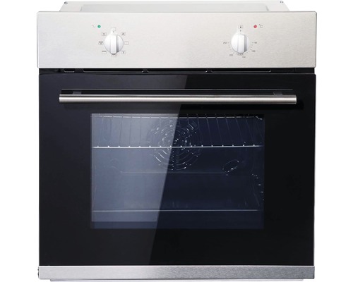 Einbauofen mit schwarzer Glastür und Bedienknöpfen