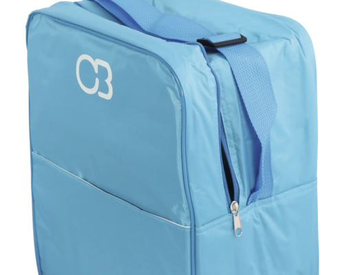 Blaue Tragetasche mit Reißverschluss und Schultergurt