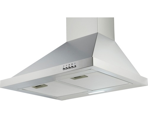 Dunstabzugshaube aus Metall mit Bedienfeld und Beleuchtung