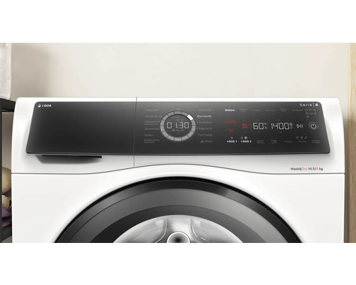 Waschtrockner mit digitaler Anzeige von Programmen und Temperatur