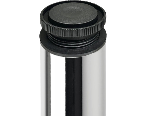 Detailaufnahme eines verstellbaren Möbelfußes aus Metall