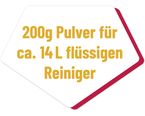 200 Gramm Pulver für circa 14 Liter flüssigen Reiniger