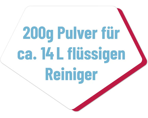 200 Gramm Pulver für circa 14 Liter flüssigen Reiniger