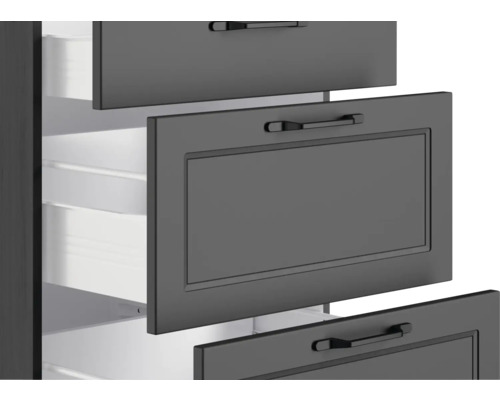 Schrank mit grauen Schubladen