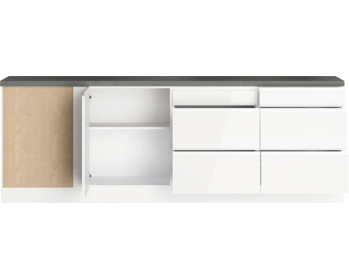 Waschtischunterschrank mit Schubladen und Tür mit Regalböden