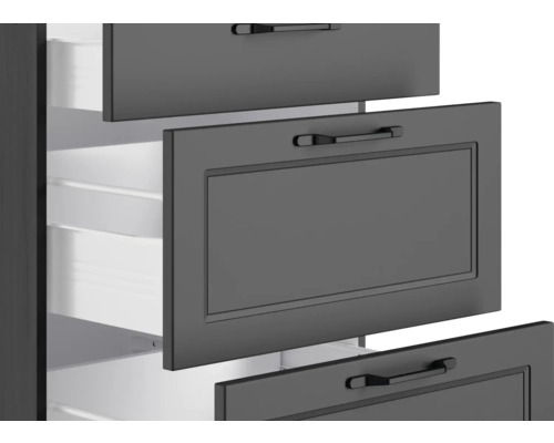 Detailaufnahme eines Schubladenelements mit mehreren Auszügen